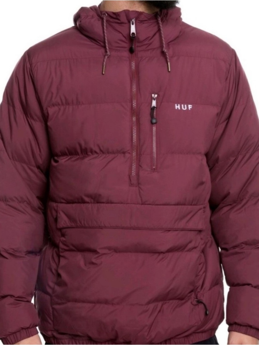 HUF Everest Jacket in Port Royal Burgundy Quarter Zip Size large